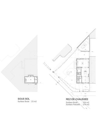 Plans sous sol et rez de chaussee van elderen 5 auderghem