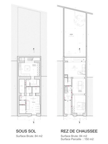 Plans sous sol et rez de chaussee pascale 52 bruxelles