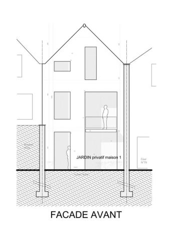 Elevation avant maison arriere jardinier 81 molenbeek