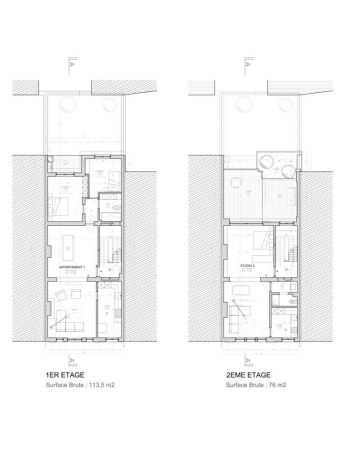 Plans 1er et 2eme etage lambermont 53 schaerbeek