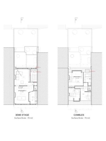 Plans 3eme etage et combles lambermont 53 schaerbeek