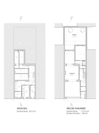 Plans sous sol et rez de chaussee lambermont 53 schaerbeek