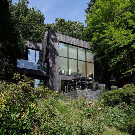 Renovation lourde contemporaine villa bois brûlé limal wavre 6