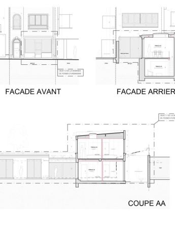 Facades et coupe aa chaussee de louvain 521 schaerbeek